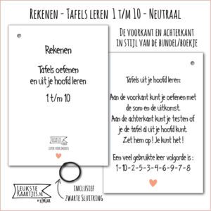 Rekenen -> Tafels 1 t/m 10 - Bundel/Boekje - No:01 (Neutraal - Zwart/wit) - Afbeelding 3