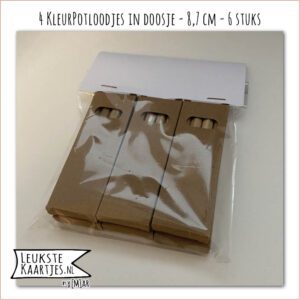 Uitdelers -> 6 doosjes met 4 Mini KleurPotloodjes 8,7 cm - No:03 (Wikkel Potloodjes - Kraft bruin kartonnen doosje, 4 kleuren Rood, Groen, Blauw, Geel)^ - Afbeelding 4