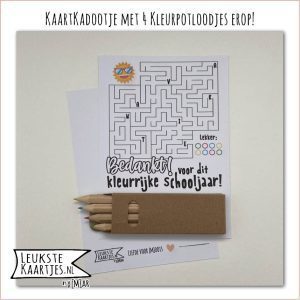 Kaartkadootje -> Kleurpotloodjes - Schooljaar - No:04 (Bedankt voor Kleurrijke schooljaar - Spel Letter Doolhof)^ - Afbeelding 2