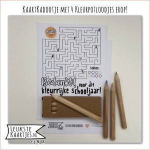 Kaartkadootje -> Kleurpotloodjes - Schooljaar - No:04 (Bedankt voor Kleurrijke schooljaar - Spel Letter Doolhof)^