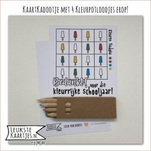 Kaartkadootje -> Kleurpotloodjes - Schooljaar - No:03 (Bedankt voor Kleurrijke schooljaar - Spel Kleuren Sudoku, ijsjes)^ - Afbeelding 2