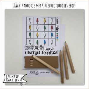 Kaartkadootje -> Kleurpotloodjes - Schooljaar - No:03 (Bedankt voor Kleurrijke schooljaar - Spel Kleuren Sudoku, ijsjes)^
