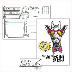 Kaart Op Kamp -> JoMeGiNi No: 108 /8-13 (Leuk hoor! Met JoMeGiNi op Kamp - Giraffe met hartjes zonnebril)