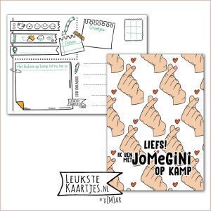 Kaart Op Kamp -> JoMeGiNi No: 111 /8-16 (Liefs! Ik ben met JoMeGiNi op Kamp - Koreaanse hartje van vinger)