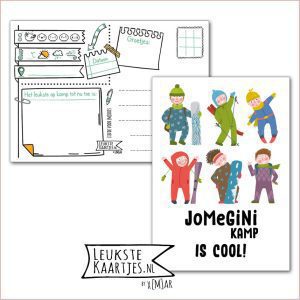 Kaart Op Kamp -> JoMeGiNi No: 117 /9-3 (JoMeGiNi Kamp is COOL! - 6 Kinderen met foute ski pakken)