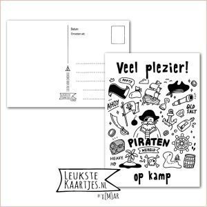 Kaart Op Kamp -> Thuisblijvers No: 46 /4 (Veel plezier! Op kamp – Piraten elementen zwart/wit)