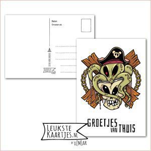 Kaart Op Kamp -> Thuisblijvers No: 48 /4 (Groetjes van thuis – Piraat schedel met octopus)