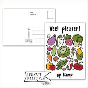 Kaart Op Kamp -> Thuisblijvers No: 49 /4 (Veel plezier! Op kamp - Groenten Kawaii in vierkant)
