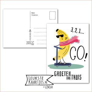 Kaart Op Kamp -> Thuisblijvers No: 54 /4 (3,2,1... GO! Groetjes van thuis - Stoere banaan op step)