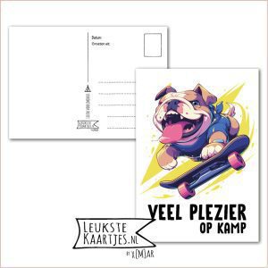 Kaart Op Kamp -> Thuisblijvers No: 58 /5 (Veel plezier op kamp - Crazy hond op skateboard)