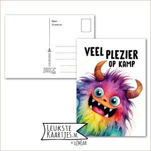 Kaart Op Kamp -> Thuisblijvers No: 60 /5 (Veel plezier op kamp - Kleurrijk harig monster)