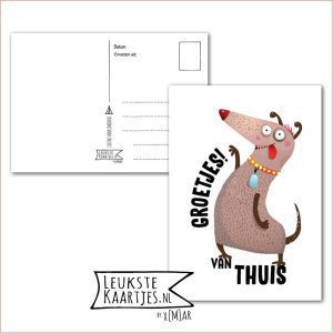 Kaart Op Kamp -> Thuisblijvers No: 62 /5 (Groetjes! van thuis - Crazy hond met tong uit bek)