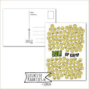 Kaart Op Kamp -> Thuisblijvers No: 66 /5 (LOL! op kamp - Kleine smilies/smileys opgepropt)
