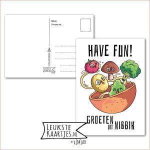 Kaart Op Kamp -> JoMeGiNi - Thuisblijvers No: 53-1 /4-13 (Have fun! Groetjes uit Nibbik - Kom met crazy groente)