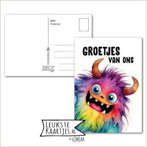 Kaart Op Kamp -> JoMeGiNi - Thuisblijvers No: 60 /5-5 (Groetjes van ons - Kleurrijk monster)