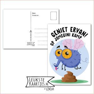 Kaart Op Kamp -> JoMeGiNi - Thuisblijvers No: 61 /5-6 (Geniet ervan! op JoMeGiNi kamp - Strontvlieg op drol)