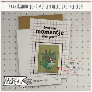 Kaartkadootje -> Theezakje - No:08 (Even een Momentje voor jezelf - Bloemen/kruiden/fruit thee - Paars ruitje)