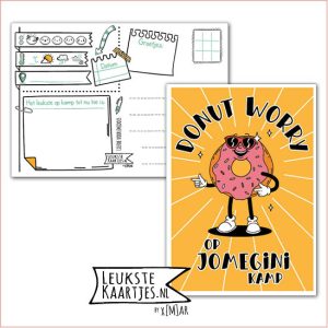Kaart Op Kamp -> JoMeGiNi No: 122 /10-2 (Donut worry op JoMeGiNi Kamp - Coole roze donut)