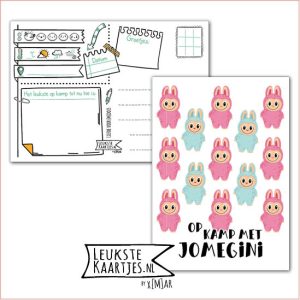 Kaart Op Kamp -> JoMeGiNi No: 132 /11-3 (Avonturen op kamp met JoMeGiNi - Monster-Labubu-stijl Roze en blauw)