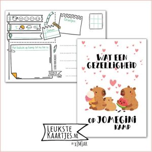 Kaart Op Kamp -> JoMeGiNi No: 138 /11-9 (Wat een gezelligheid op JoMeGiNi Kamp - Capybara's met ijs meloen en hartjes)