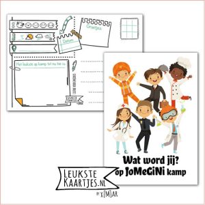 Kaart Op Kamp -> JoMeGiNi No: 147 /12-8 (Wat word jij? op JoMeGiNi kamp - Groepje met 6 beroepen)