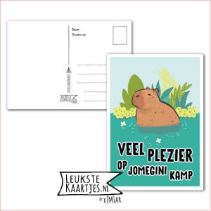 Kaart Op Kamp -> JoMeGiNi - Thuisblijvers No: 69 /6-2 (Veel plezier op JoMeGiNi kamp - Capybara in water)
