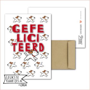 Kaart Dieren -> Klein Vriendje - Nr 11 (Gefeliciteerd - Hondjes met rode halsband)