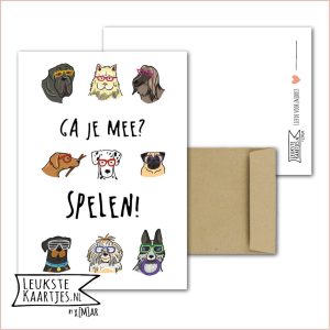 Kaart Dieren -> Klein Vriendje - Nr 20 (Ga je mee? Spelen! - Honden met stoere brillen)