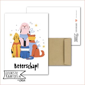 Kaart Dieren -> Klein Vriendje - Nr 23 (Beterschap - Honden bij elkaar met kraag)