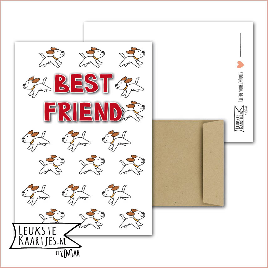 Kaart Dieren -> Klein Vriendje - Nr 12 (Best Friend - Hondjes met rode halsband)