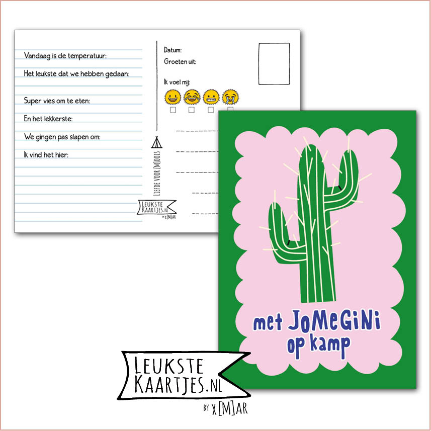 Kaart Op Kamp -> JoMeGiNi No: 158 /13-11 (Met JoMeGiNi op kamp - Cactus, groen roze)