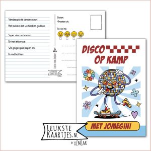 Kaart Op Kamp -> JoMeGiNi No: 161 /13-14 (Disco op kamp met JoMeGiNi - Discobal op skateboard)