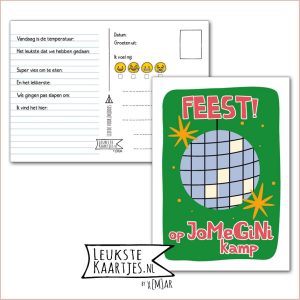 Kaart Op Kamp -> JoMeGiNi No: 152 /13-5 (FEEST! op JoMeGiNi kamp - Discobal groen)