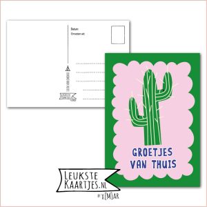 Kaart Op Kamp -> Thuisblijvers No: 77 /6 (Groetjes van thuis β Cactus, groen roze)