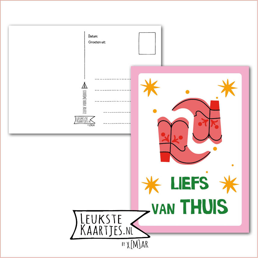 Kaart Op Kamp -> Thuisblijvers No: 73 /6 (Liefs van thuis – Roze boots cowboy laarzen)