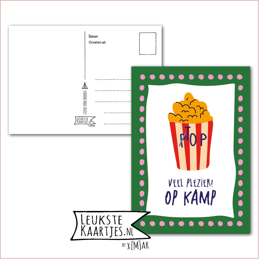 Kaart Op Kamp -> Thuisblijvers No: 74 /6 (Veel plezier op kamp – Top Popcorn)
