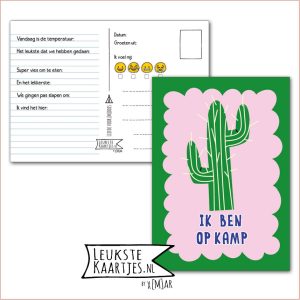 Kaart Op Kamp -> Kaarten Mee - No: 75 /7 (Ik ben op kamp – Cactus, groen roze)