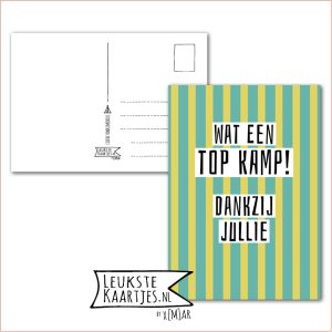 Kaart Op Kamp -> KampToppers - Leiding No: 2 (Wat een TOP kamp! Dankzij jullie - geel blauw gestreept)
