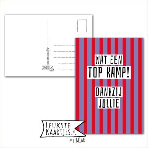 Kaart Op Kamp -> KampToppers - Leiding No: 3 (Wat een TOP kamp! Dankzij jullie - Rood paars gestreept)